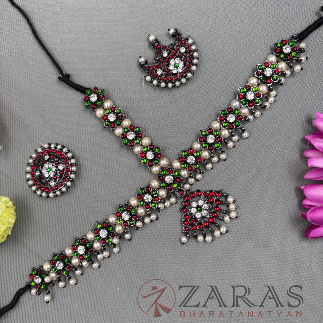 Bharatanatyam Dance Jewellery Black - Headset Flower RG Kemp CS image 0