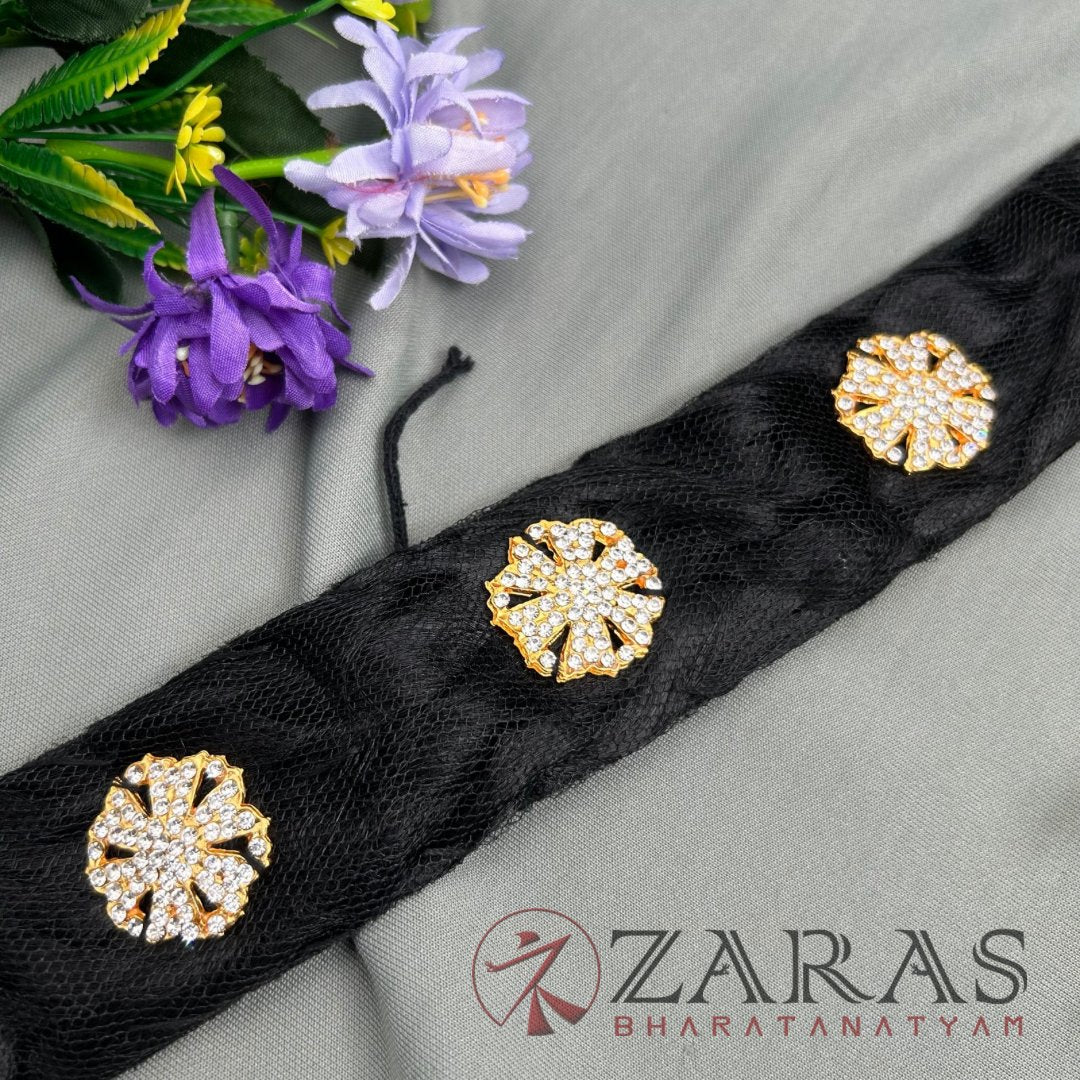 Bharatanatyam Dance Jewellery - Stone Jada Set Round with Hair Kunjalam image 1