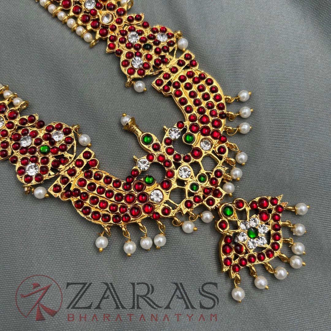 Bharatanatyam Dance Jewellery Haaram - 4 L Beads with Mee RG Kemp Padakam image 2
