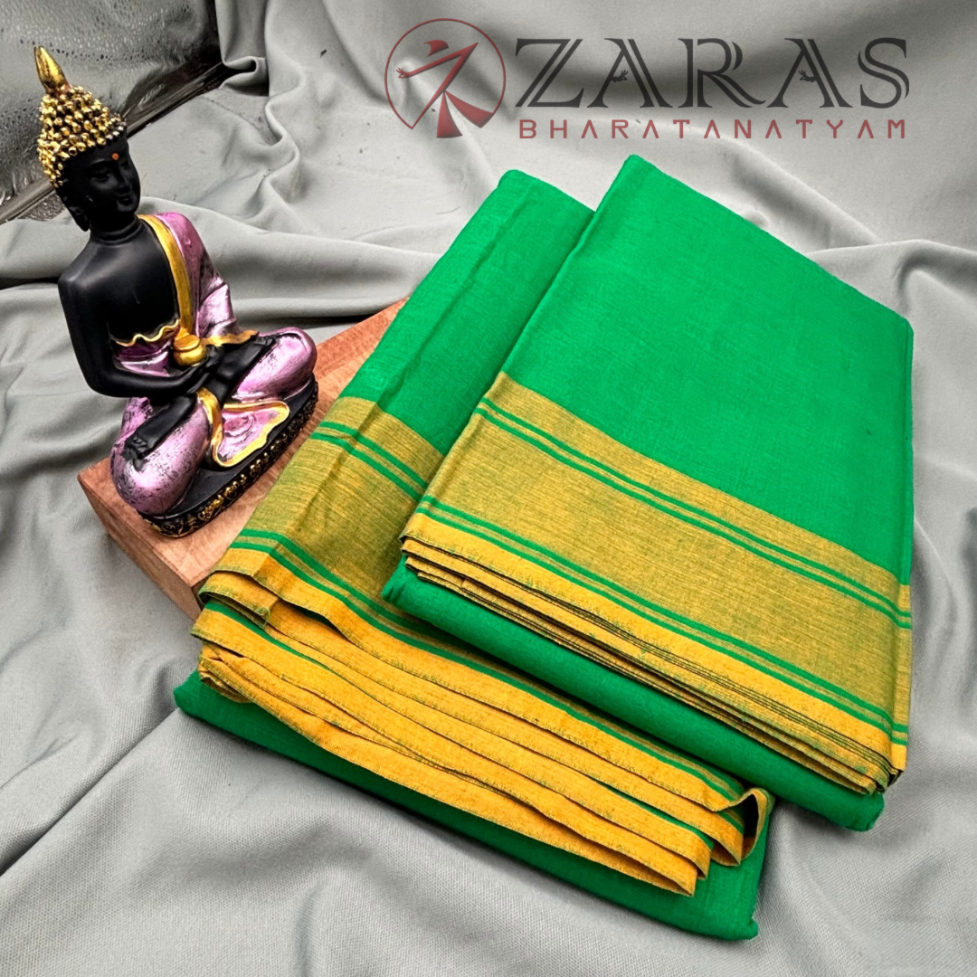 Bharatanatyam Dance Practice Saree - Green Yellow Plain Border image 2