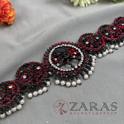 Bharatanatyam Dance Jewellery Black - Peacock RG Kemp CS Hip Belt (Ottiyanam) image 1
