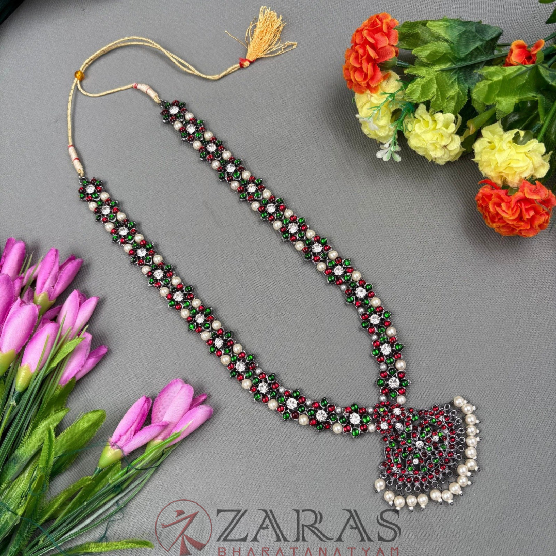 Bharatanatyam Dance Jewellery Black - Flower RG Kemp CS Beads Haaram image 0