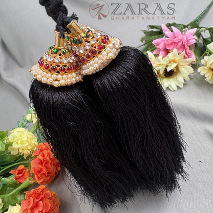 Bharatanatyam Dance Jewellery - Kemp Kunjalam 3 Line CG Hair Type image 1
