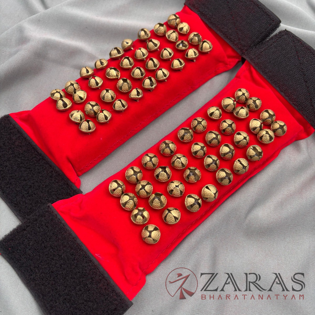 Bharatanatyam Dance Salangai - 4 Line Velvet Ankle Bells image 1