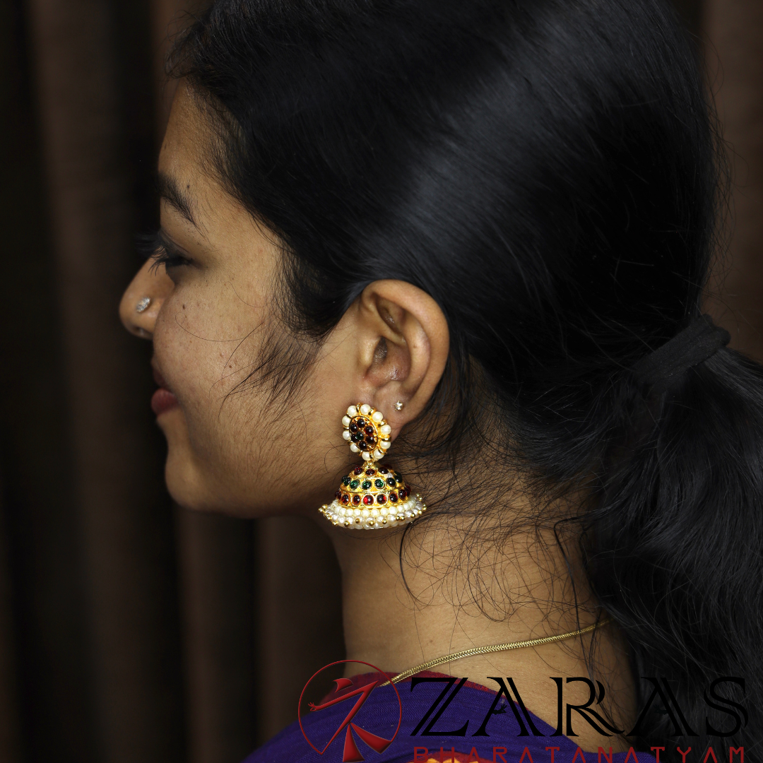 Bharatanatyam Dance Jewellery - Jimiki with Kammal 3L Kemp RG (Med) image 1