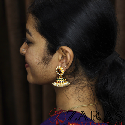 Bharatanatyam Dance Jewellery - Jimiki with Kammal 3L Kemp RG (Med) image 1