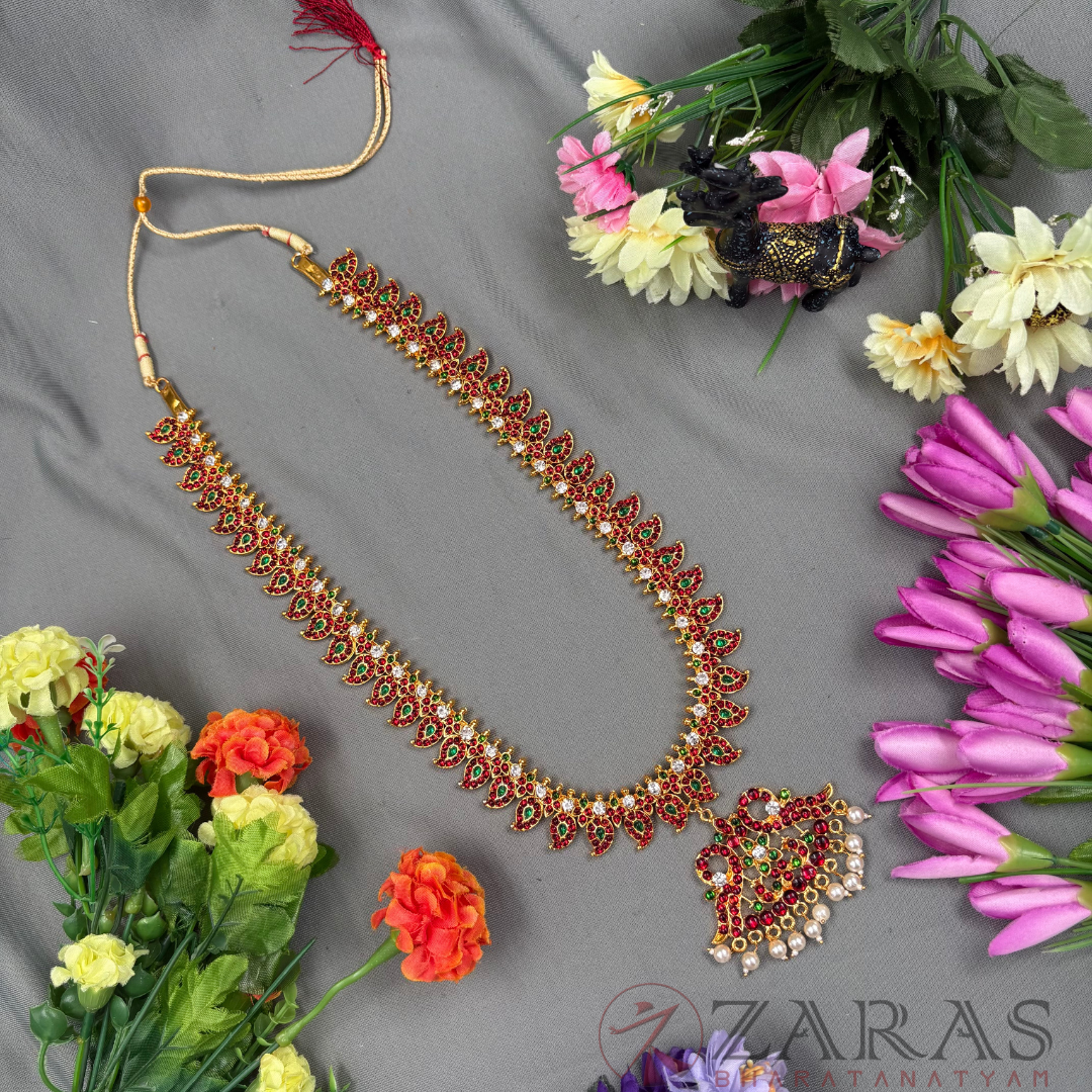 Bharatanatyam Dance Jewellery Haaram - Manga RG Kemp Beads Maalai / Long Haaram image 0