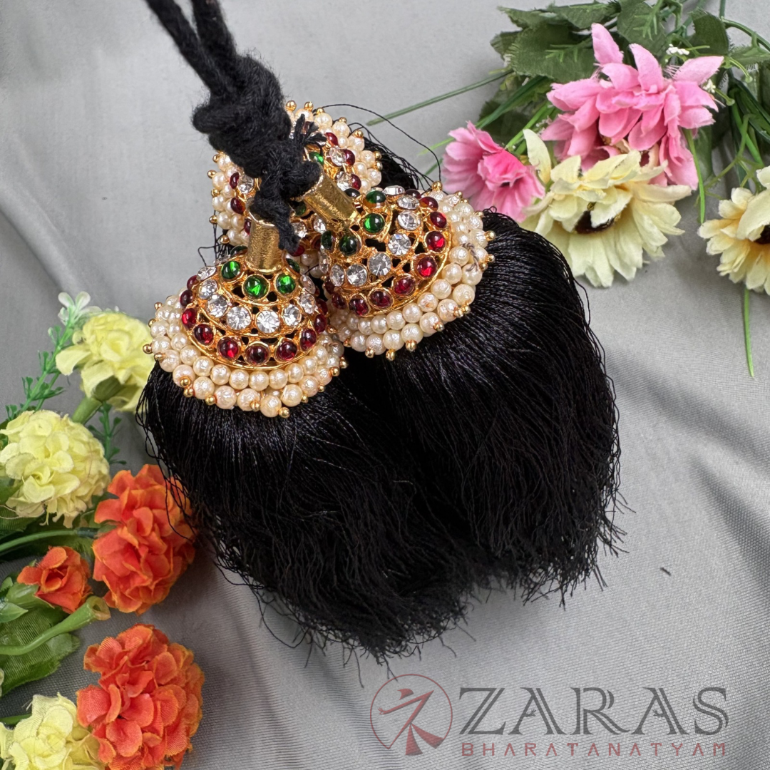 Bharatanatyam Dance Jewellery - Kemp Kunjalam 3 Line CG Hair Type image 2