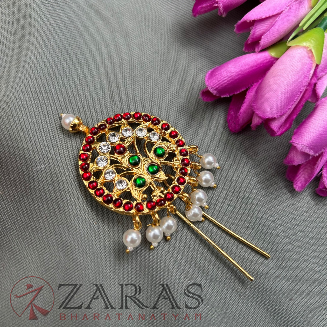 Bharatanatyam Dance Jewellery - Head Arch Round Peacock Design Be image 1