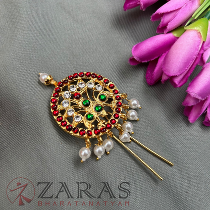 Bharatanatyam Dance Jewellery - Head Arch Round Peacock Design Be image 1