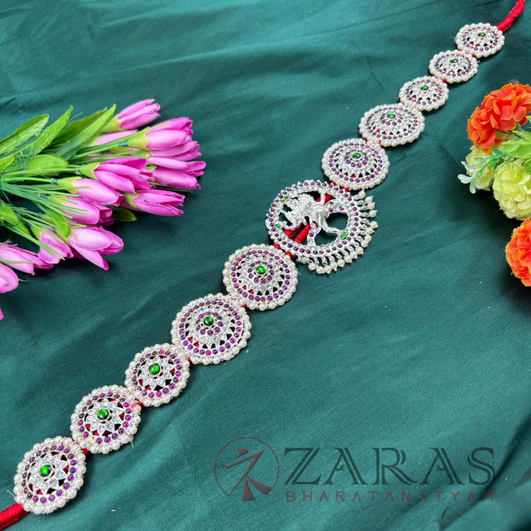 Bharatanatyam Dance Silver Jewellery - Round Nadaraj PG Kemp Hip Belt CS (Ottiyanam) image 2