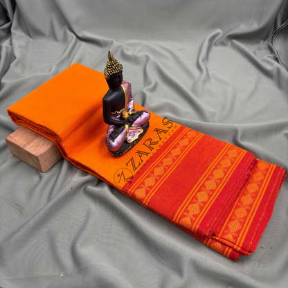Bharatanatyam Dance Practice Saree - M Yellow with Red Double Flower Border image 1