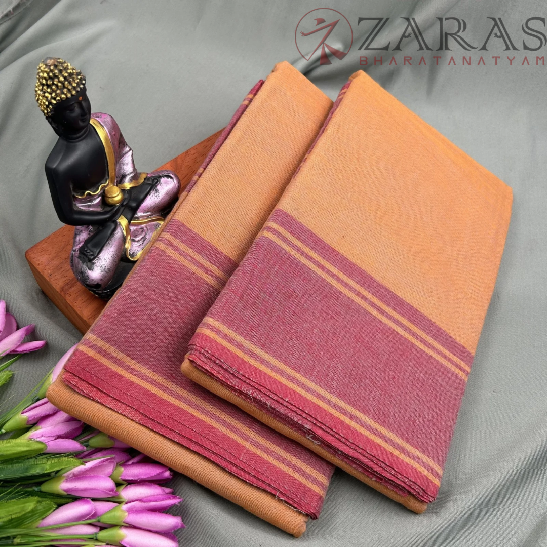 Bharatanatyam Dance Practice Saree - Sandal with Pink Plain Border image 1