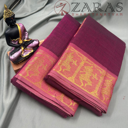 Bharatanatyam Dance Practice Saree - Magenta with Baby Pink Doll Border image 1