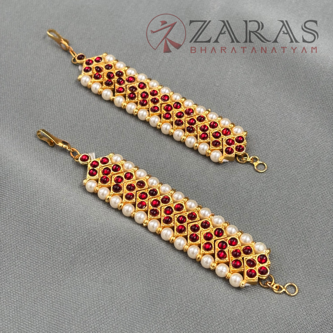 Bharatanatyam Dance Jewellery - Red Kemp V Maatal Beads image 1