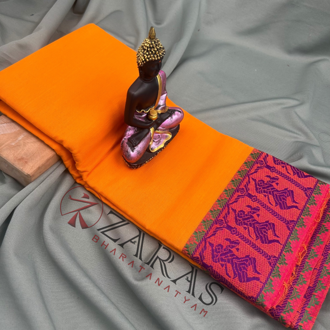 Bharatanatyam Dance Practice Saree - Mango Yellow Vio Doll Border image 0