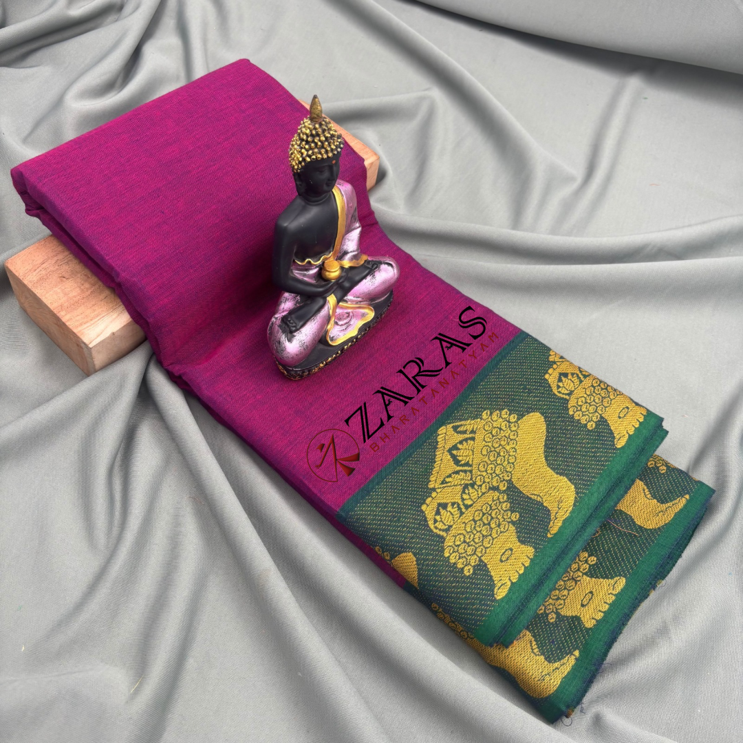 Dance Practice Saree - Purple with Green Salangai Border image 0