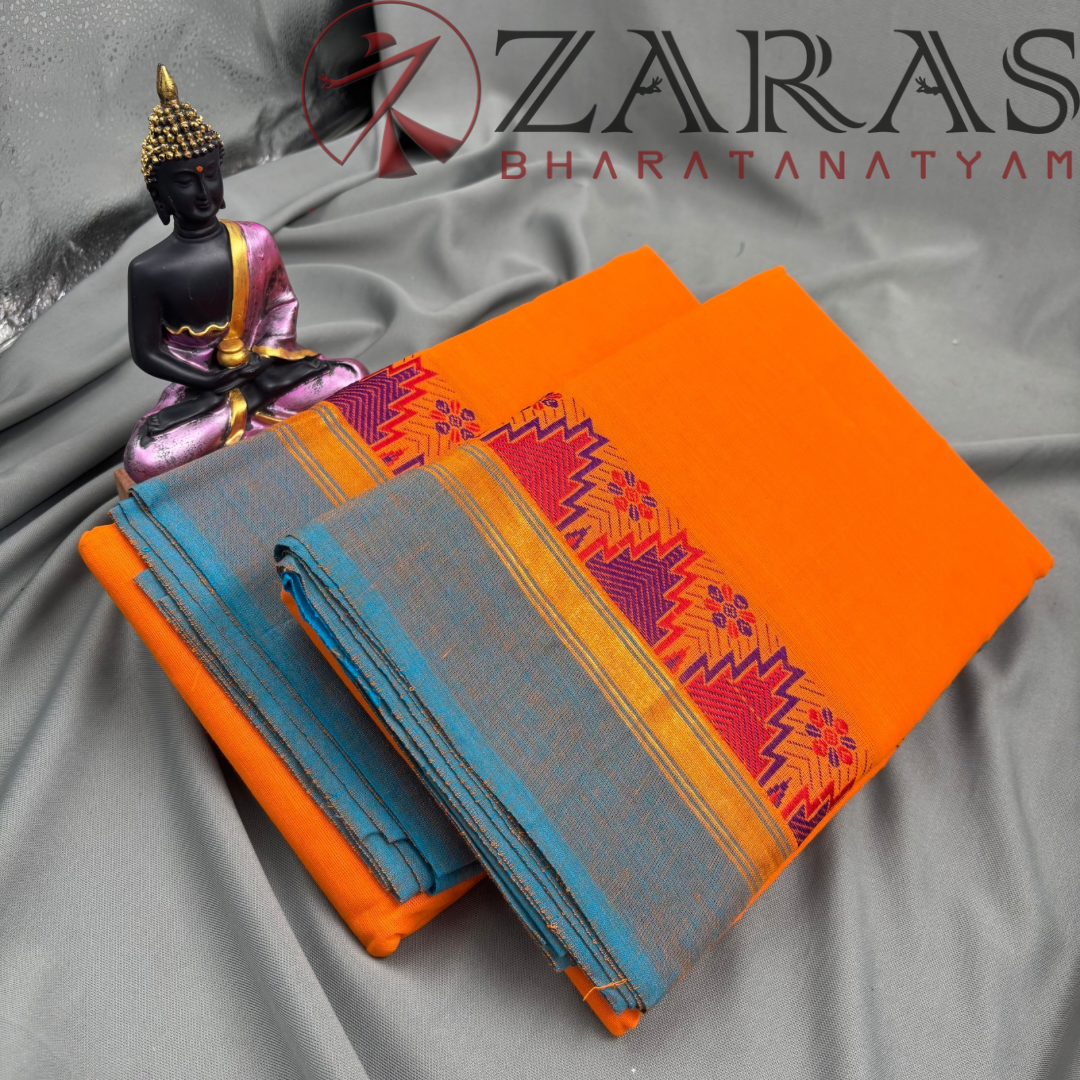 Bharatanatyam Dance Practice Saree - Mango Yellow BL Gopuram Border image 2