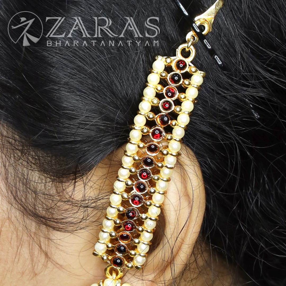 Bharatanatyam Dance Jewellery - Center Red Ball Kemp with Beads Maatal image 0