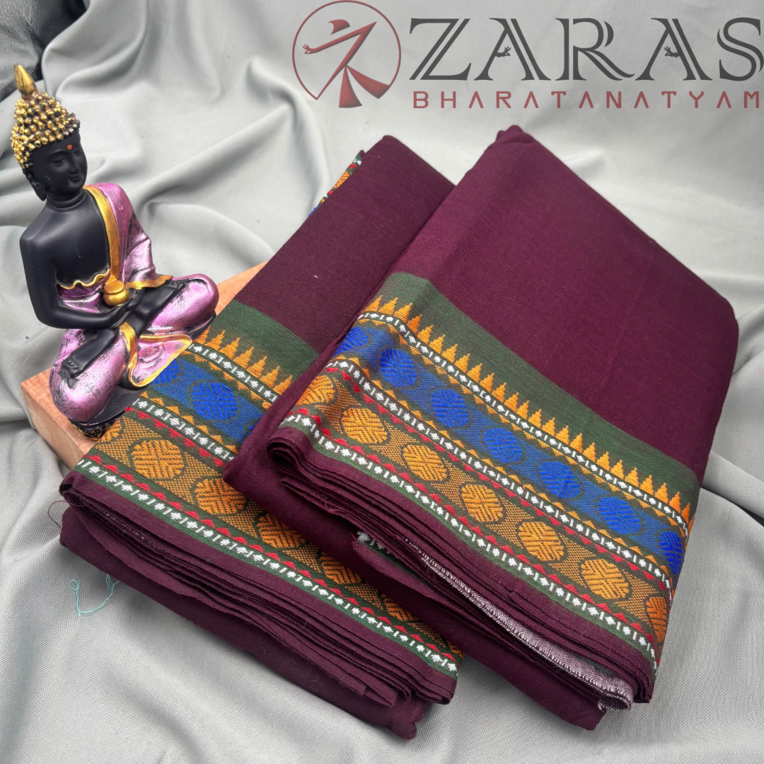 Bharatanatyam Dance Practice Saree - Brown YB Single Coin Border image 2
