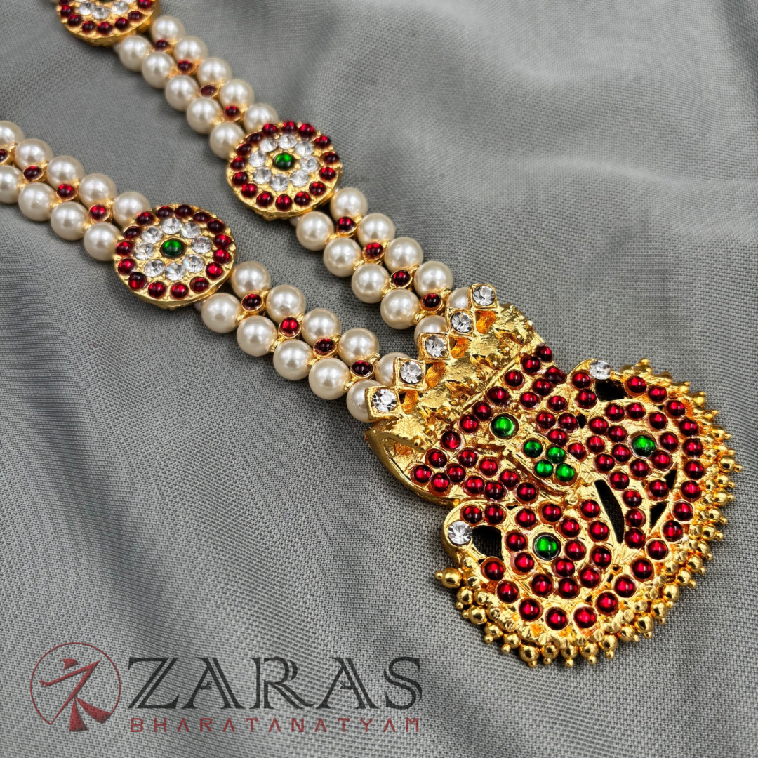 Bharatanatyam Dance Jewellery - Haaram Snake Design Kemp Do Beeds image 2