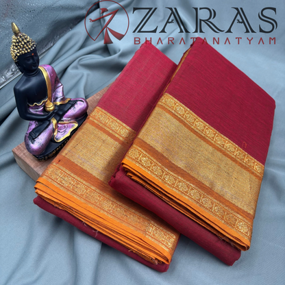 Bharatanatyam Dance Practice Saree - Maroon Gold Double Coin Border image 2