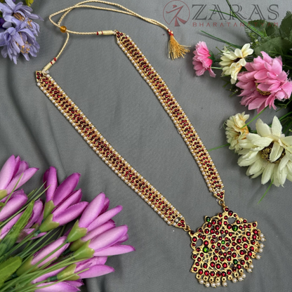 Bharatanatyam Dance Jewellery - C & Padak RG Kemp Haaram / Long Chain image 0