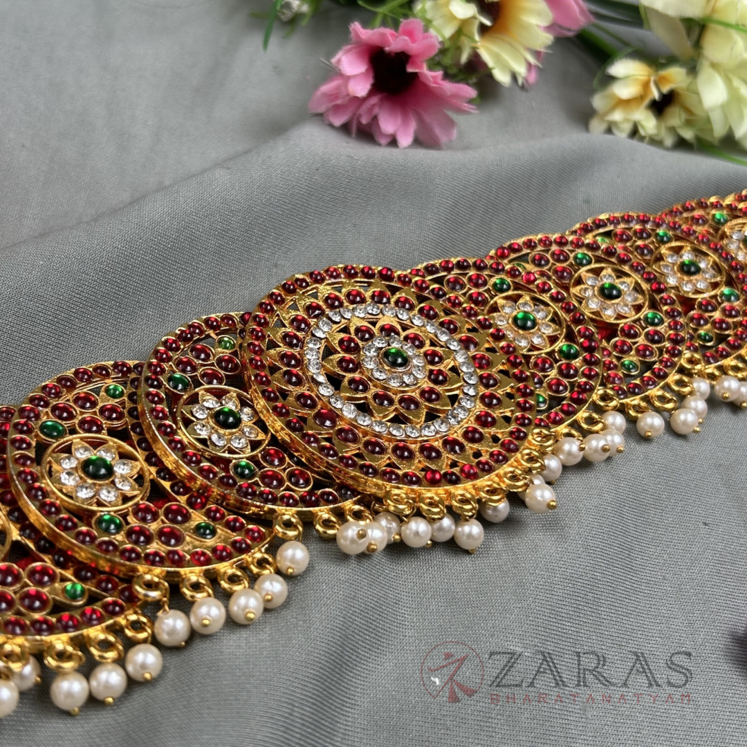 Bharatanatyam Dance Jewellery - Moon Hip Belt RG CS Kemp (Ottiyanam) image 2