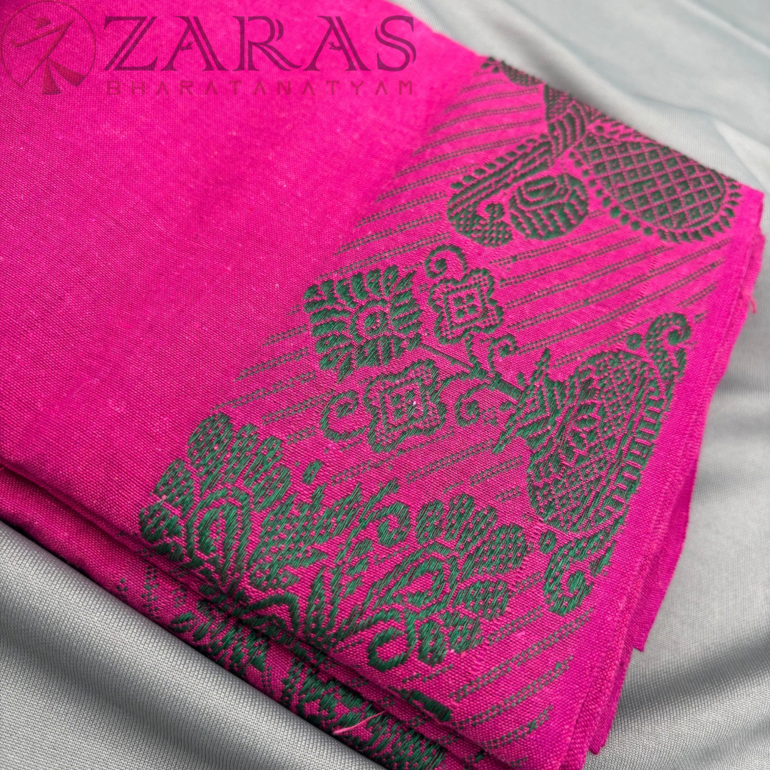 Bharatanatyam Dance Practice Saree - Purple Green Veena Border image 1