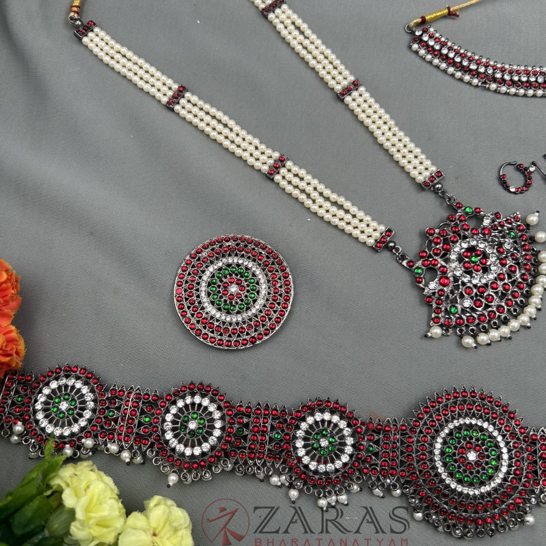 Bharatanatyam Dance Jewellery Black - Full Set Kemp Sow RGSl image 2