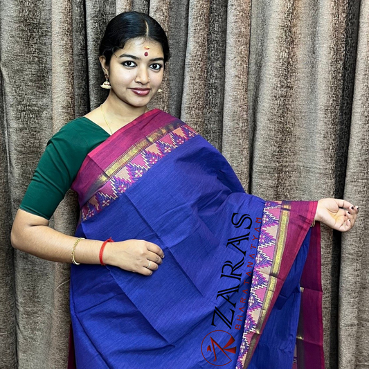Bharatanatyam Dance Practice Saree - Dark Blue RD Gopuram Border image 0