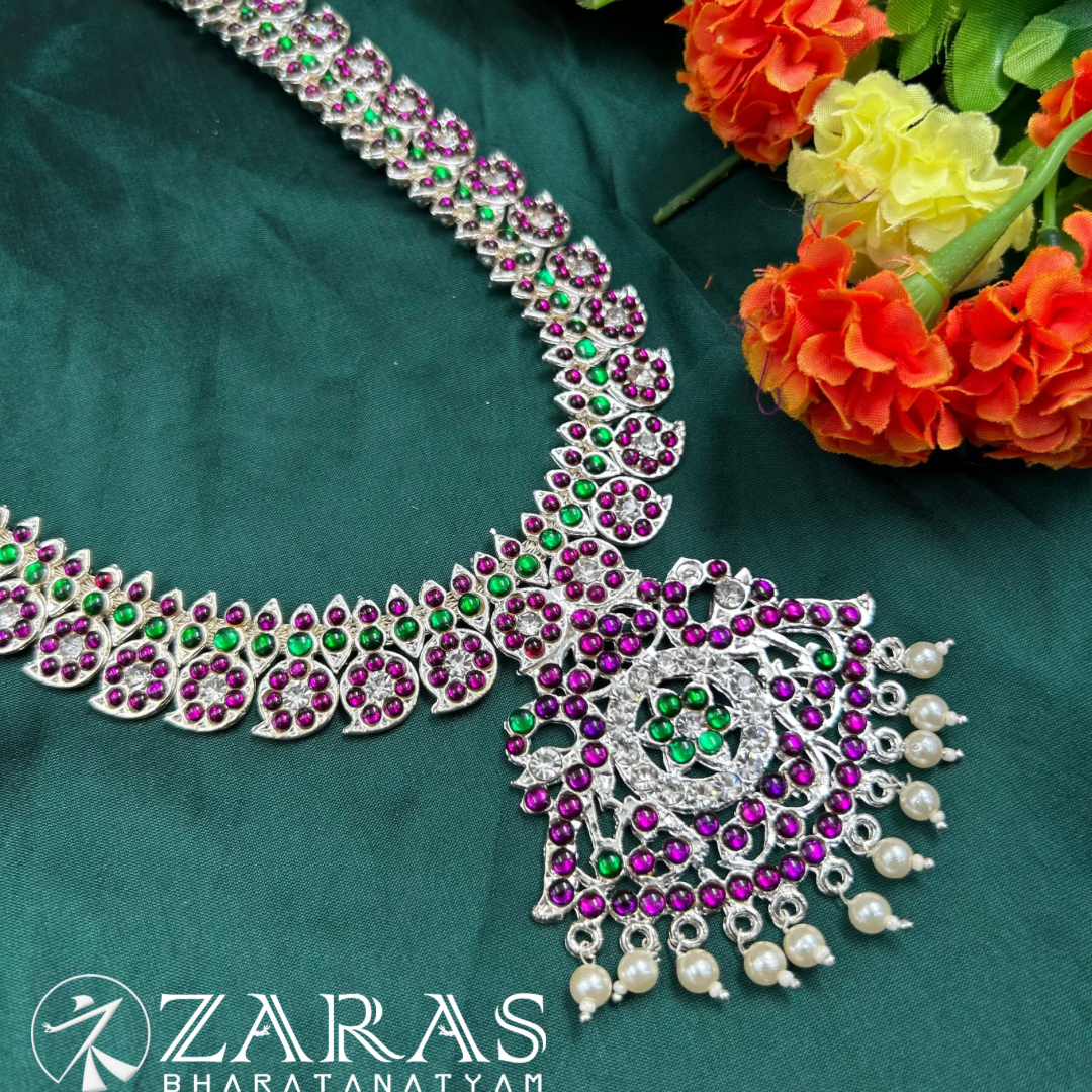 Bharatanatyam Dance Silver Jewellery - Haaram Manga Design PG Kemp CS image 1