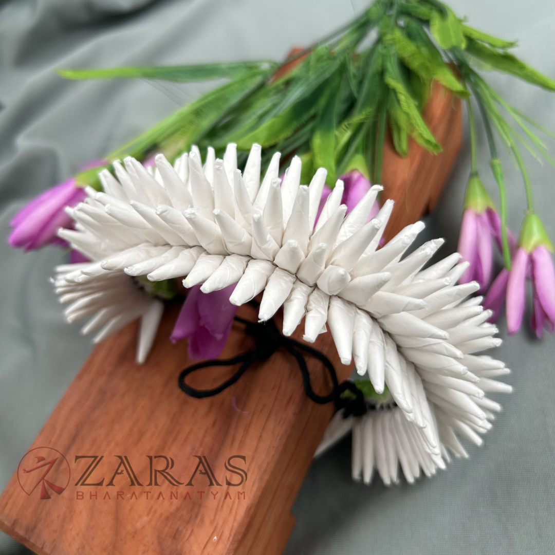 Bharatanatyam Dance Paper Flower - Full White Sharp Ring image 1
