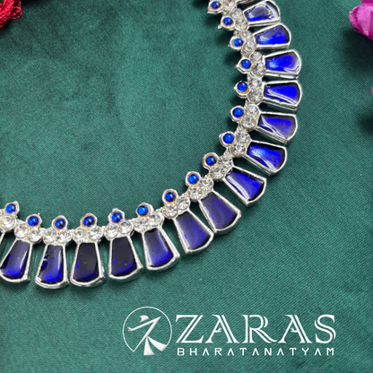Bharatanatyam Dance Silver Jewellery - Enamel Necklace Blue Kemp WS image 1