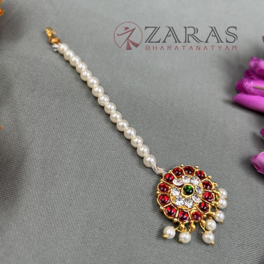 Bharatanatyam Dance Jewellery - 1 L Flower Kemp Netti Chutti image 1