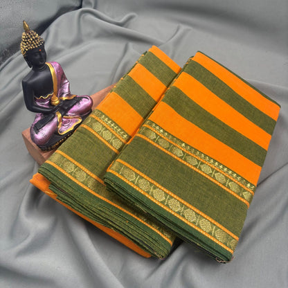 Dance Practice Saree - Yellow with Green D Coin Border image 1