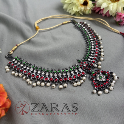 Bharatanatyam Dance Jewellery Black Necklace - Flower RG Kemp Beads image 2