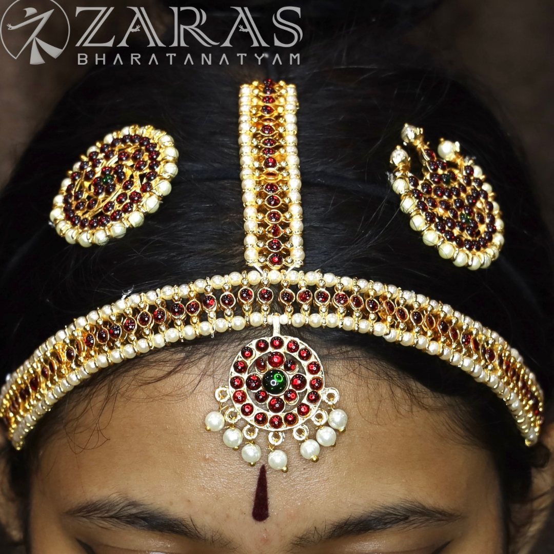 Bharatanatyam Dance Jewellery - Round Ball Red Kemp Pearls image 0