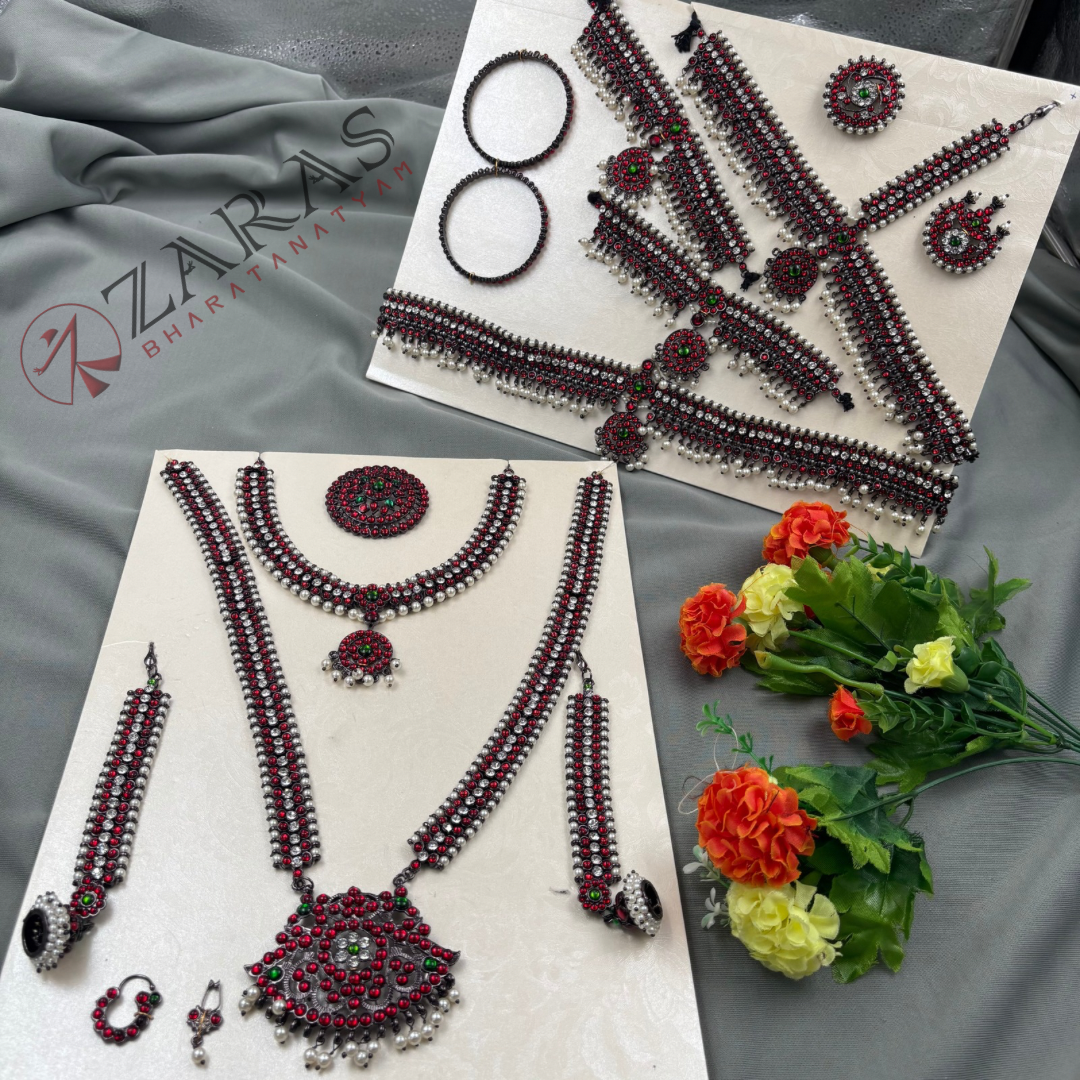Bharatanatyam Dance Jewellery Black - Full Set Kemp Sow RGSl image 3