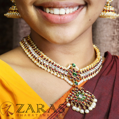 Bharatanatyam Dance Jewellery - Necklace White CS RG Kemp Le image 0