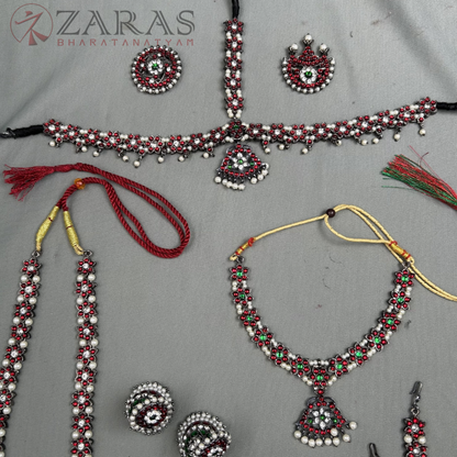 Bharatanatyam Dance Black Jewellery - Flower Full Set Kemp RGS image 1