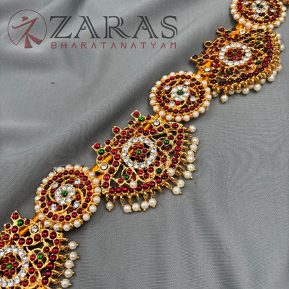Bharatanatyam Dance Jewellery - Sun & Peacock Hip Belt RG CS Kemp (Ottiyanam) image 2