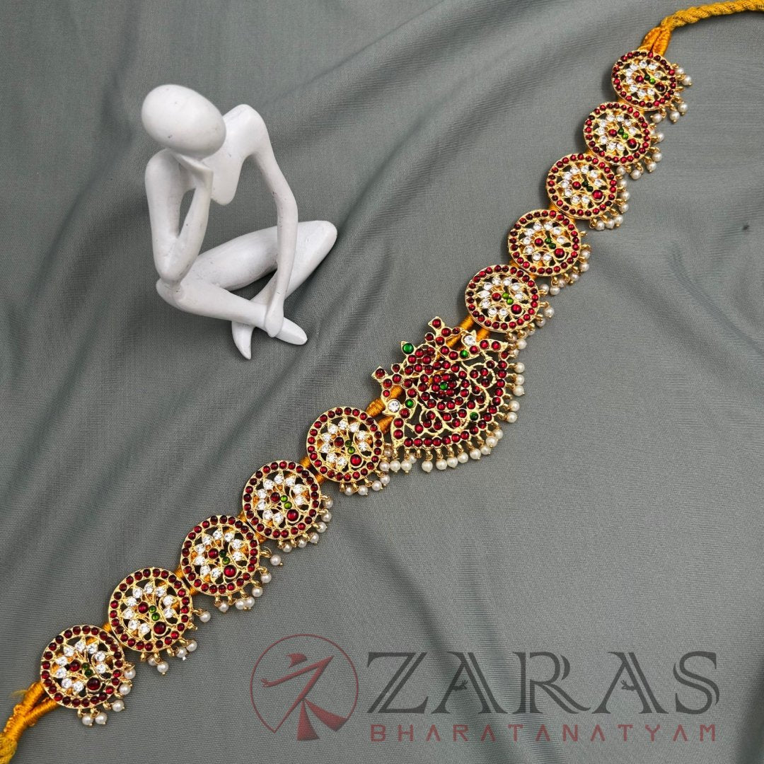 Bharatanatyam Dance Jewellery - Padak & Round RG Kemp CS Hip Belt (Ottiyanam) image 0
