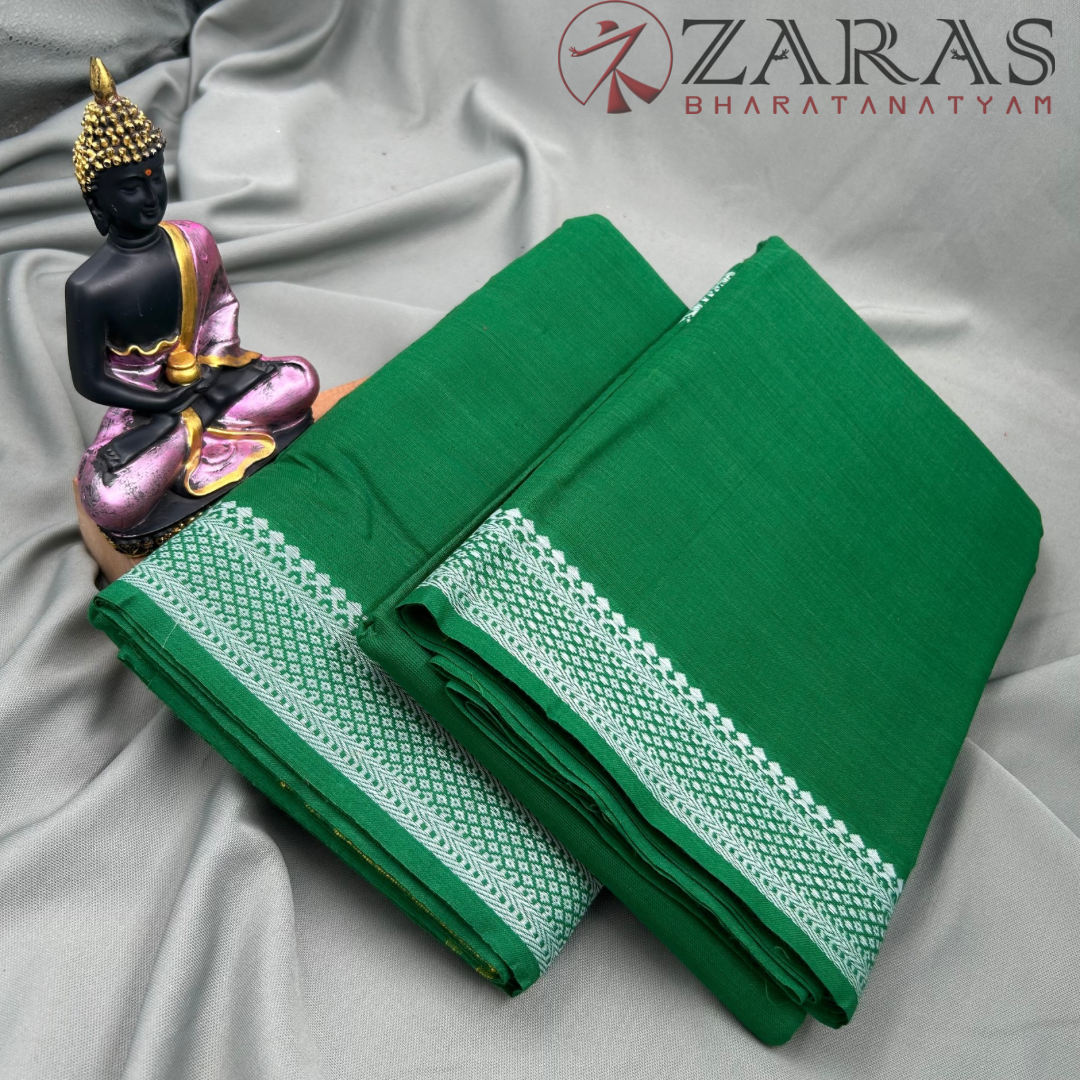 Bharatanatyam Dance Practice Saree - Green White S Gopuram Diamond image 2