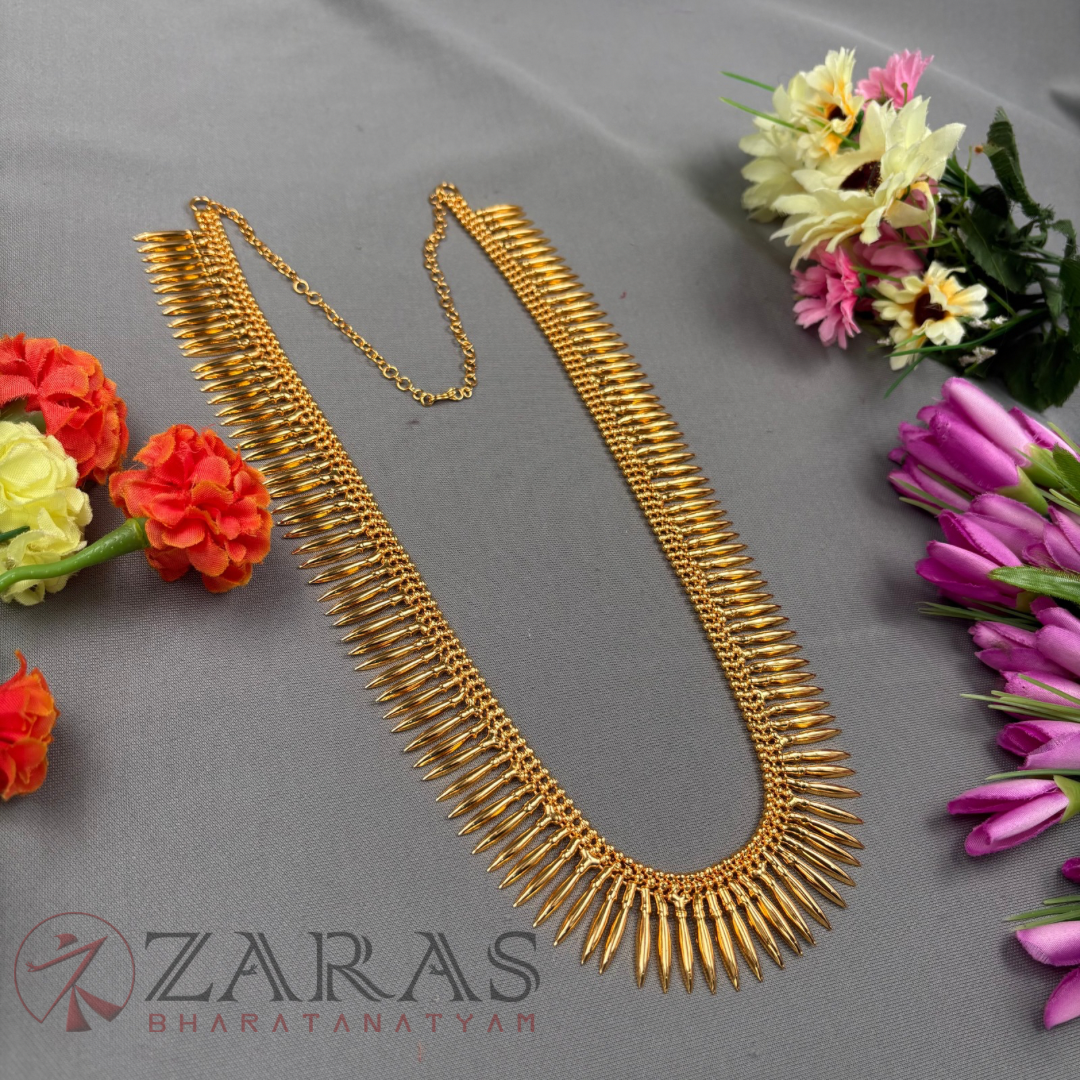 Bharatanatyam Dance Jewellery Haaram - Gold Kuchi  Maalai / Long Haaram image 2