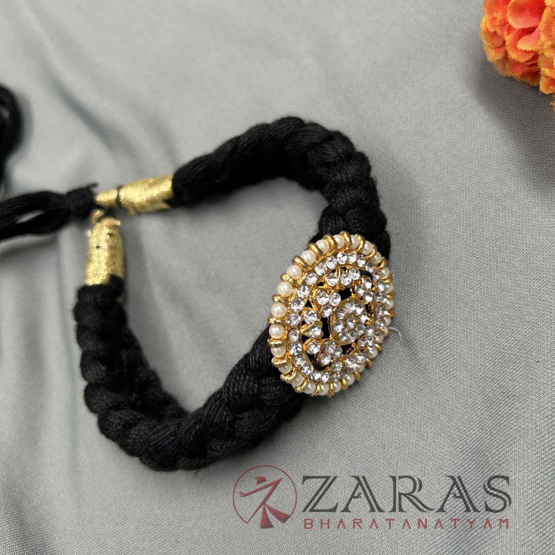 Bharatanatyam Dance Jewellery Necklace - Sun White Stone Black Thread Type image 0