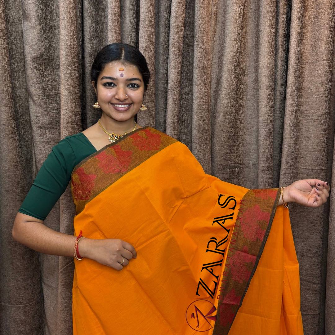 Bharatanatyam Dance Practice Saree - M Yellow Red Salangai Border image 0