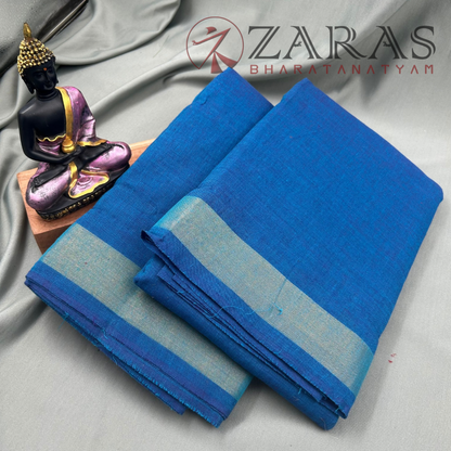 Bharatanatyam Dance Practice Saree - Blue with Gold Plain Border image 1