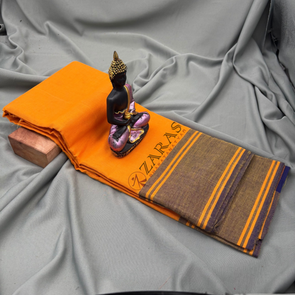 Bharatanatyam Dance Practice Saree - M Yellow with Purple Plain Border image 1