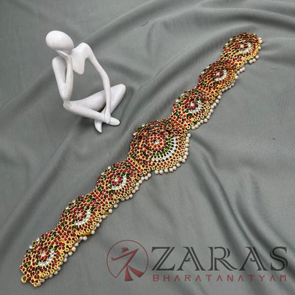 Bharatanatyam Dance Jewellery - Peacock RG Kemp CS Hip Belt (Ottiyanam) image 0